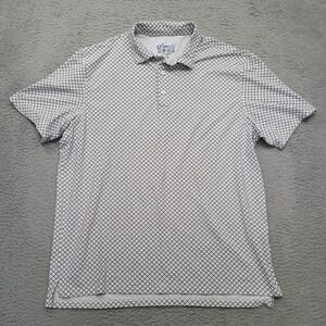 IBKUL Polo Shirt Mens XL White Black Diamond Print Golf Quick Dry Cool Feel